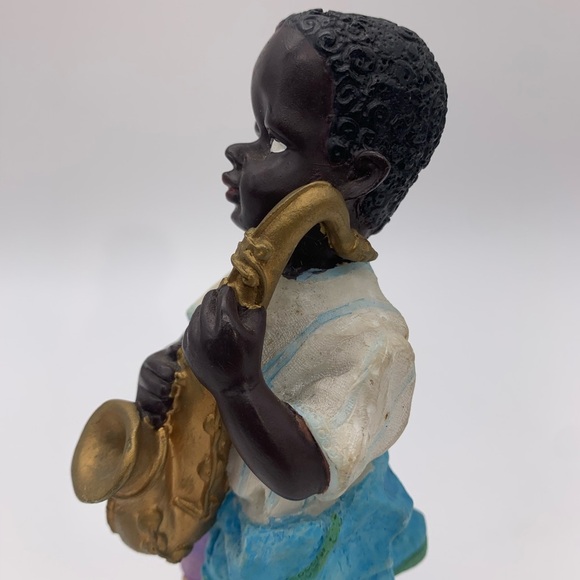 Jay Imports Jumbo African American Saxophone Musician Boy Figurine Sculpture 8” - Picture 8 of 11
